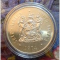 RSA Proof 1974 50 Year Anniversary of SA Coins Silver One Rand in capsule