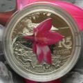 Lovely low mintage Colourised SA Mint Proof 2016 Silver R5 - Cliff Gladiolus