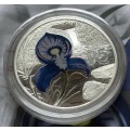 Lovely low mintage Colourised SA Mint Proof 2016 Silver R5 - Blue Bearded Disa