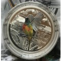 Lovely low mintage Colourised SA Mint Proof 2016 Silver R10 - Orange-breasted Sunbird