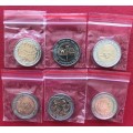 STUNNING SIX uncirculated bi-metal R5 coins (2008, 2011, 2014, 2015, 2017 & 2018 Mandela) in ziplock