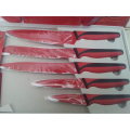 Royalty Line 5 piece knife set with acrylic stand - red and black