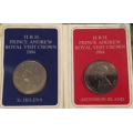 1984 Royal Visit Ascension Island Silver (.925) - 2 0ff coins in sealed holder: See numista for Ref.