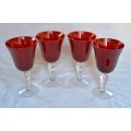 Amazingly Beautiful!!! Very LARGE Transparent Ruby Red and Clear Wine Glasses