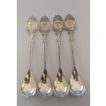 Four SILVER PLATED TEA SPOONS FEATURING SOUTH AFRICAN PRIME MINISTERS AND DATES