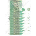 TT Mboweni, 1st Issue  10 x Consecutive UNC  R10`s ` GQ3505291 - 00 A