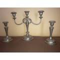 3 X ELEGANT SILVER PLATED CANDLE HOLDERS