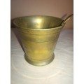 BRASS SUGAR BOWL AND SPOON