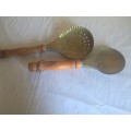 ORNAMENTAL BRASS WITH WOOD HANDLE SERVING SET.