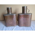 2 X VERY UNUSUAL COPPER FLASKS WITH CUPS