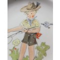 Vintage `Fishing Boy` Children`s Warming Plate (1pc)