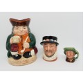 Lot of x 2 Royal Doulton Character Jugs and x 1 Toby Jug - Arriet, Beefeater and Honest Measure