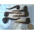 SMOKING PIPES  DR PLUMB (LONDON ENGLAND) (SOLD AS 6) & STAND