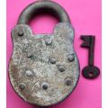 Rare HUGE vintage padlock + key