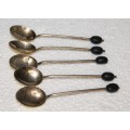 Birmingham 1929 Hallmarked Silver and Enamel Coffee Bean Spoons (38.2g)