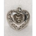 ~~~Vintage Costume Jewellery Heart within Heart Pendant~~~ CRAZY LOW R1 START