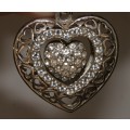 ~~~Vintage Costume Jewellery Heart within Heart Pendant~~~ CRAZY LOW R1 START