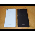 SONY EXPERIA M4 AQAU,1XWHITE,1XBLACK,LIKE NEW CONDITION,ALL ACCESSORIES,GLASS PROTECTOR,POUCH,LOCAL