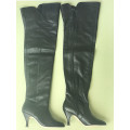 Long Knee Boots, Genuine Leather Uppers, Colour: F. GR Eider Nappa-Black. Size 4 Hight 69 cm