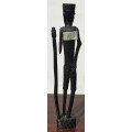 #15 African Art Man holding stick, wood carvings