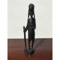#13 African Art Girl holding on head something, wood carvings
