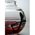 * RARE & HIGHLY SOUGHT AFTER MODERN MOSER SUHAJEK VASE WITH RED AND BLACK/PURPLE RANDOM STRAPS