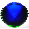 ABSOLUTELY MAGNIFICENT COBALT BLUE AND BRIGHT GREEN VASE, DESIGNED BY LADISLAV OLIVA (1933-) IN 1979
