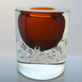 DAZZLINGLY BEAUTIFUL MODERN AMBER CZECH ART GLASS VASE DESIGNED BY JAROSLAV SVOBODA (1938-) IN 1974
