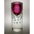 DAZZLINGLY BEAUTIFUL MODERN PINK CZECH ART GLASS VASE DESIGNED BY JAROSLAV SVOBODA (1938-) IN 1974