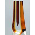 MUSEUM ITEM EXBOR RED, AMBER & CLEAR CZECH GLASS SCULPTURAL VASE DESIGNED BY PAVEL HLAVA IN 1957/58
