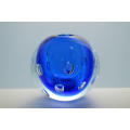 * HEAVY MAGNIFICENT CONTEMPORARY CZECH ART GLASS SCULPTURAL BALL VASE DESIGNED BY JERONIM TISLJAR