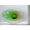 * XX-LARGE! A MAGNIFICENT GREEN, AMBER & CLEAR CZECH ART GLASS BOWL, DESIGNED BY LADISLAV PALECEK