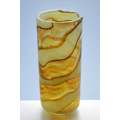 *A RARE MICHAEL HARRIS MDINA ART GLASS VASE FROM THE 1970s : AUTUMN RANGE IN SHADES OF AMBER & BROWN