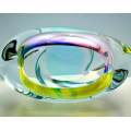 * A DAZZLINGLY BEAUTIFUL NOVY BOR (BOROCRYSTAL) SCULPTURAL ART GLASS ASHTRAY / BOWL FROM THE 1960s