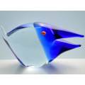 * RARE AND FUNKY MODERN CZECH ART GLASS BARRACUDA : A MAGNIFICENT ITEM! COBALT BLUE & CLEAR GLASS!