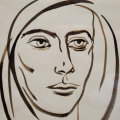* JOHANNES MEINTJES: ORIGINAL, SIGNED & DATED BRUSH SKETCH OF A MALE FACE : A BEAUTY OF NOTE!!