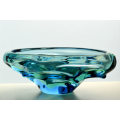 Dazzling, heavy Czech Art Glass bowl, designed by Jan Beranek (1933-) for Skrdlovice Glass in 1959
