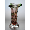 * A MAGNIFICENT GREEN AND PEACH-COLOURED CZECH ART GLASS MSTISOV / MOSER VASE