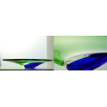 * A MAGNIFICENT GREEN, BLUE & CLEAR CZECH ART GLASS BOWL, DESIGNED BY LADISLAV PALECEK IN 1977