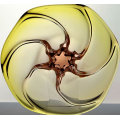 * AMBER & APRICOT CZECH ART GLASS CHRIBSKA BOWL DESIGNED BY PROF JOSEF HOSPODKA