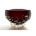* A MAGNIFICENT & MOST ELEGANT CZECH ART GLASS BOWL : SOLID AND THICK-WALLED; DARK RED WITH BUBBLES