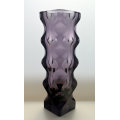 A RARE AUBERGINE CZECH SCULPTURAL ART GLASS VASE, DESIGNED BY OLDRICH LIPSKY FOR EXBOR IN 1960