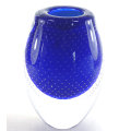 * A VERY HEAVY BLUE CZECH ART GLASS VASE, MADE BY AND DESIGNED FOR SKRDLOVICE GLASSWORKS