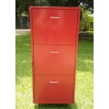 RED 3 Door Filing Cabinet