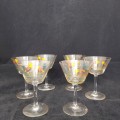 Set of six cocktail glasses.