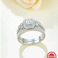 S925 Silver wedding ring set