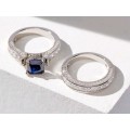 2pcs/set Glamorous Cubic Zirconia Silver Ring