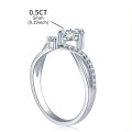 Sparkling 0.5CT D Color Moissanite Princess Crown Ring 925 Sterling Silver