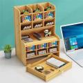 Desk Organizer Pencil Holder  Large Capacity 15 Compartments Pen Holder Multifunctional for Home