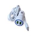 Dual Usb Port Car Charger With Lightning Cable For Ios 3.1A